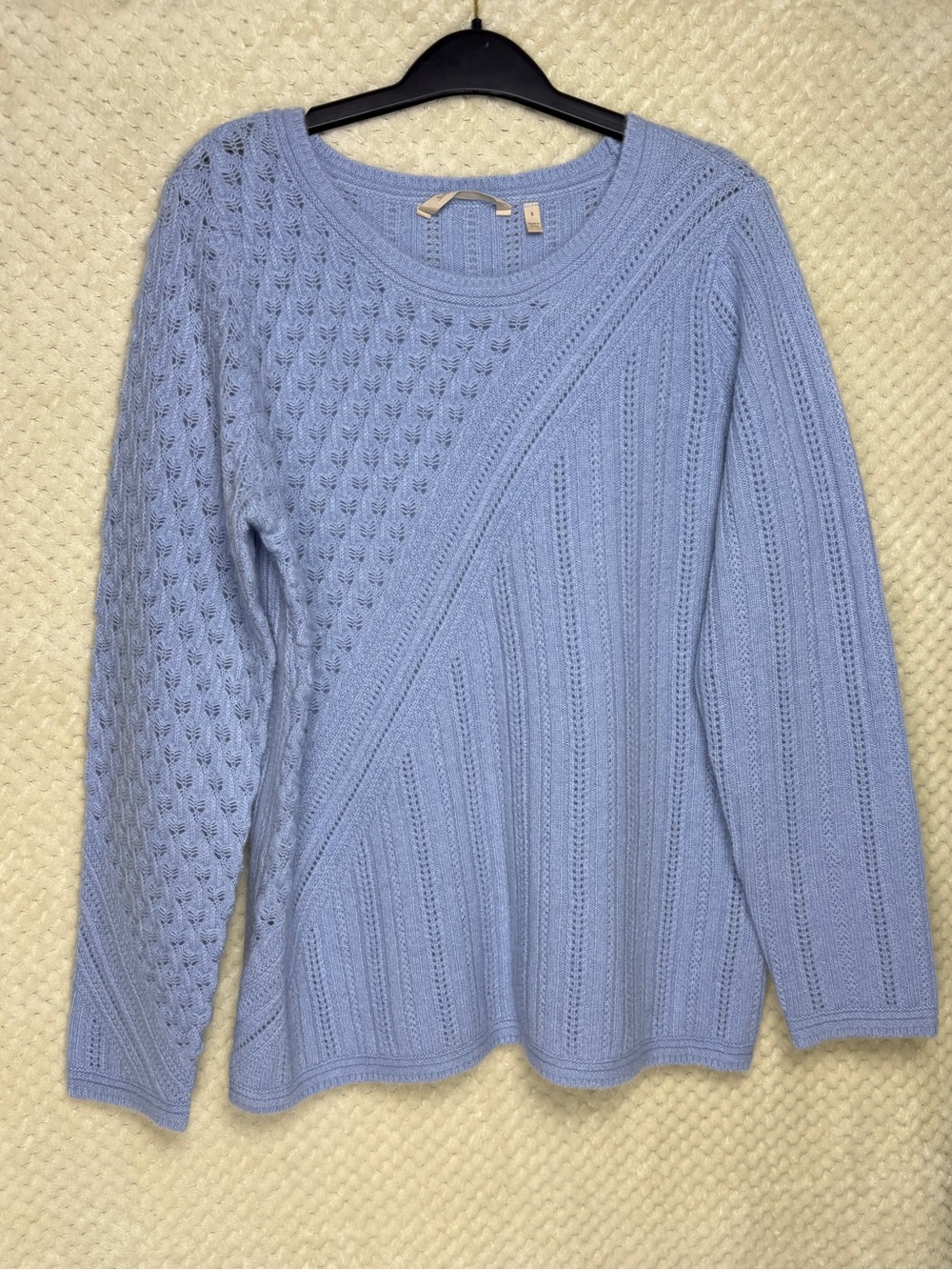 Soft Surroundings Cashmere Blue Mixed-Stitch Sweater